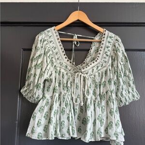 Anthropologie Pilcro Floral Green Women's Top